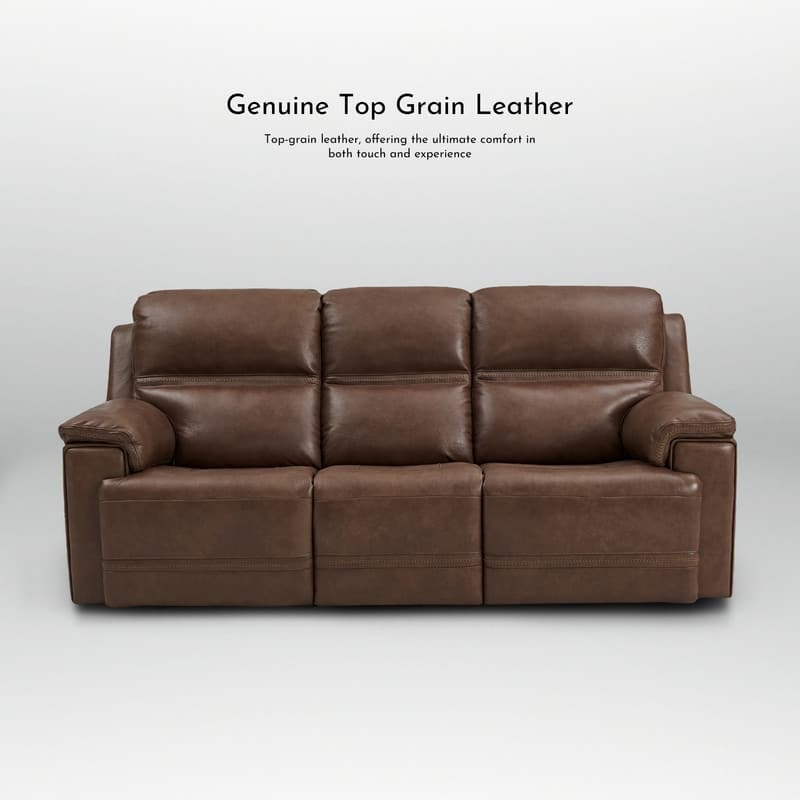 Genuine Leather Dual Power Sofa with Zero Gravity, Adjustable Headrest, Footrest, USB/Type-C & Cross-stitching Detail