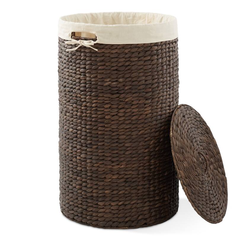 Round Laundry Hamper Basket with Lid and Liner for Clothes