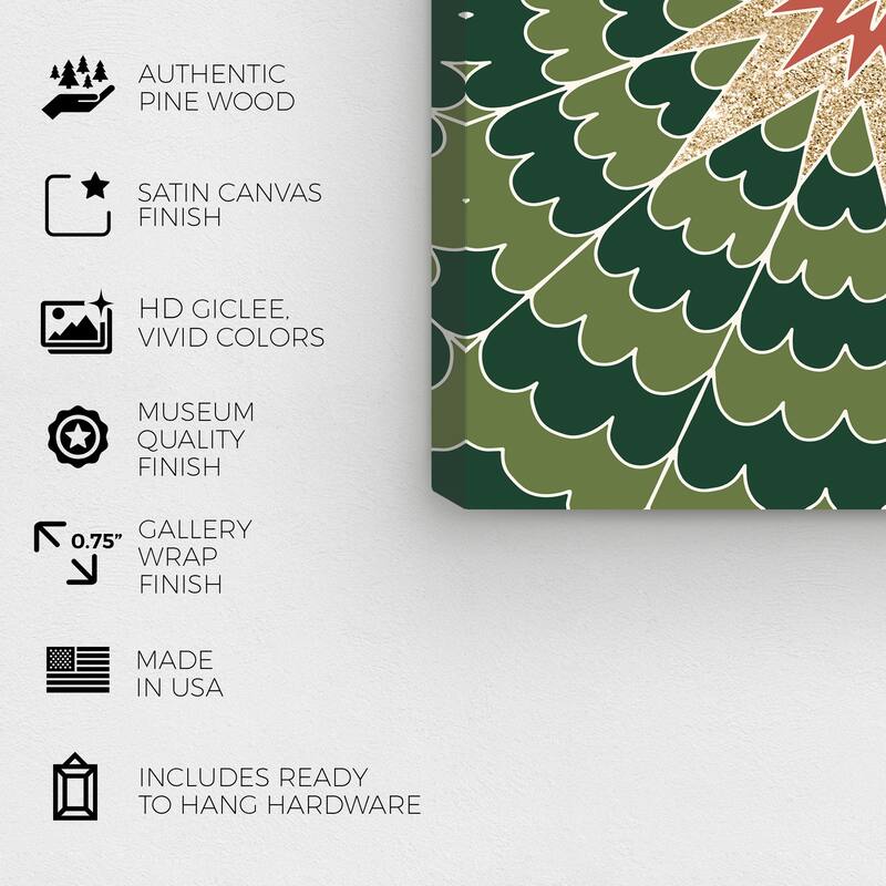 Wynwood Studio Canvas Holiday and Seasonal Burst into Christmas Green Glam Wall Art Canvas Print