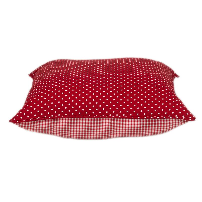 Checkered and Polka Dot Square Cotton Throw Pillow - 18" - Red and White