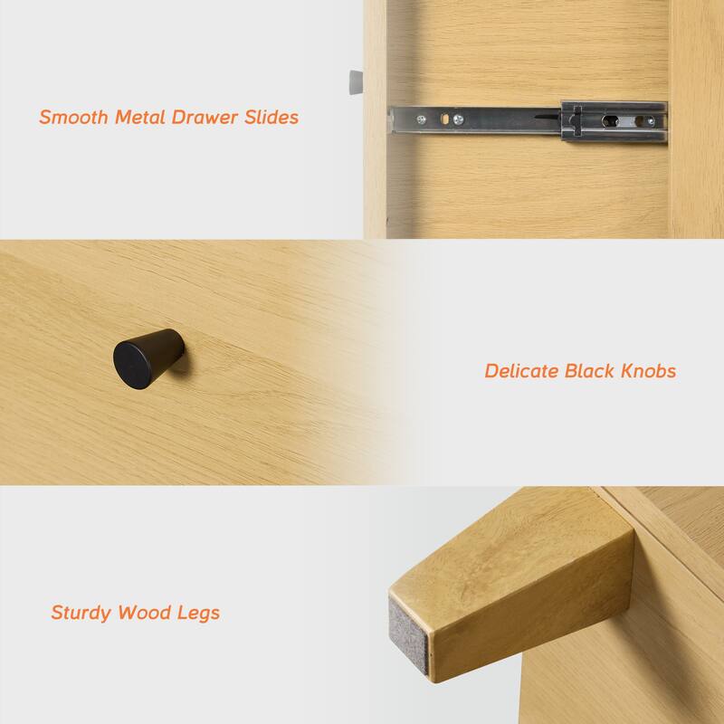 WAMPAT 3 Drawer Nightstand for Bedroom, 35 Inches Wide