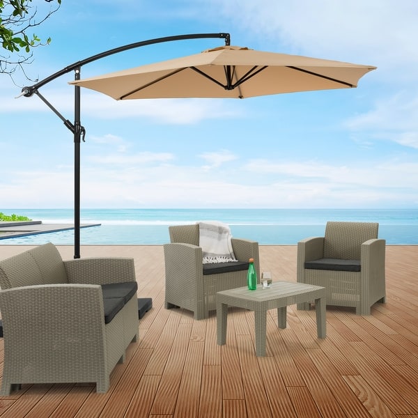 corliving tilting patio umbrella Square Transform your outdoor space 10ft Round Crimson Red Patio