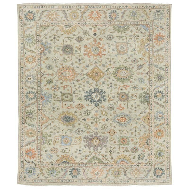 Style Haven Palma Wool Hand-Knotted Oriental Beige/ Green Area Rug - 8' x 10' - Rectangle