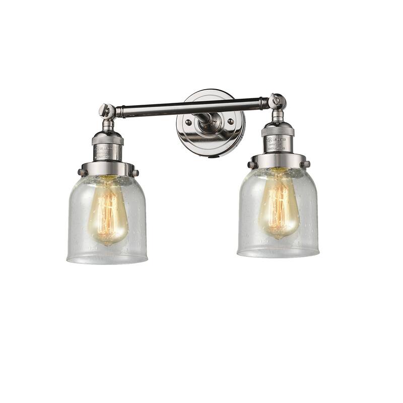 Innovations Lighting Small Bell 2 Light 15" Wide Bathroom Vanity Light - Polished Nickel / Seedy