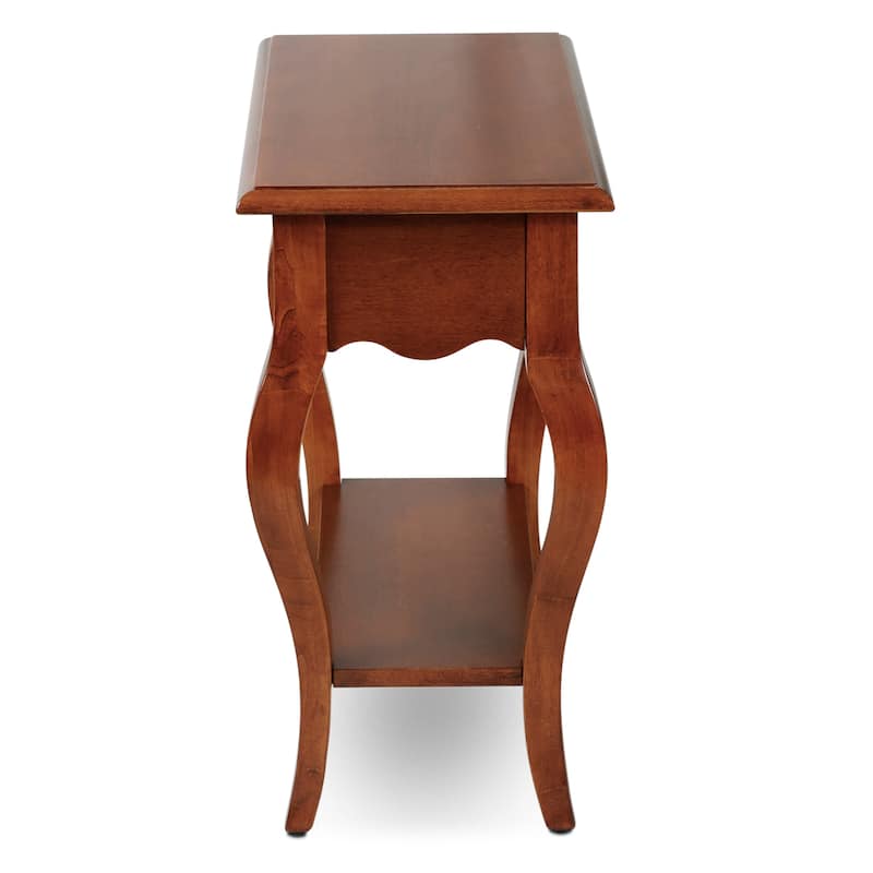 Brown Cherry/ Slate Solid Wood Side Table