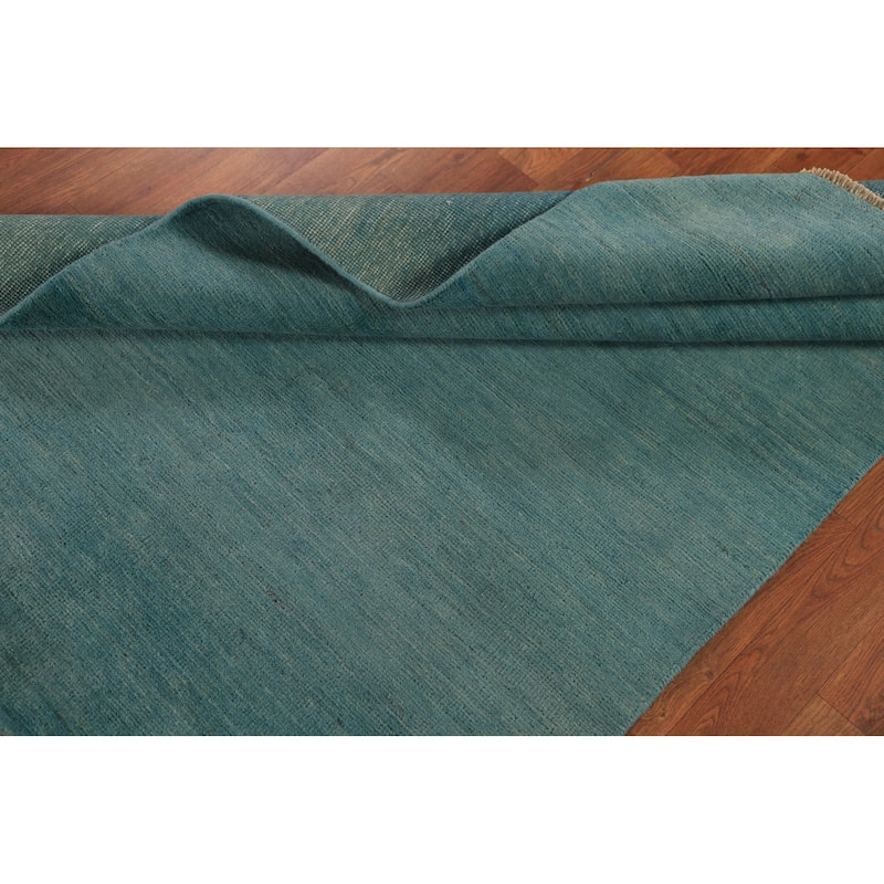 Aqua Blue Gabbeh Modern Rug Hand-Knotted Wool Carpet - 3'9" x 5'8"