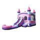 preview thumbnail 1 of 3, Pogo Bounce House Crossover Bounce House with Slide and Splash Pool, Deluxe Pink