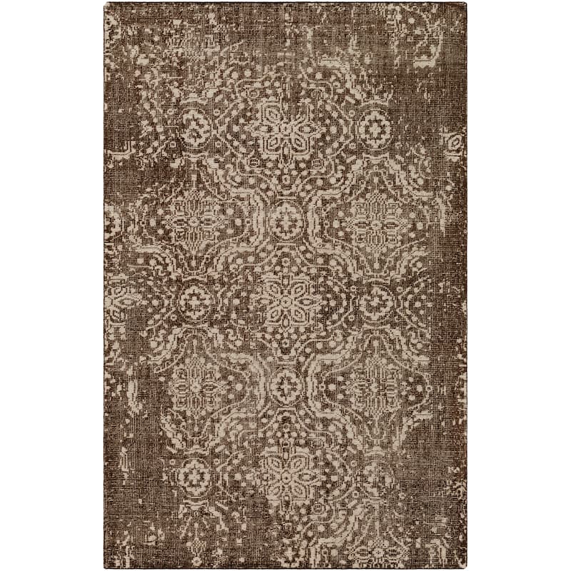 Hand-Knotted Arteshki Wool Area Rug - 9' x 13' - Dark Brown