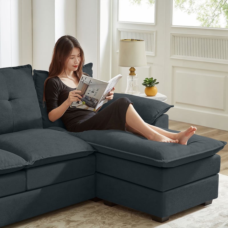 82.28 Inches L Shape Sectional Sofa with Cloud Seats for Living Room