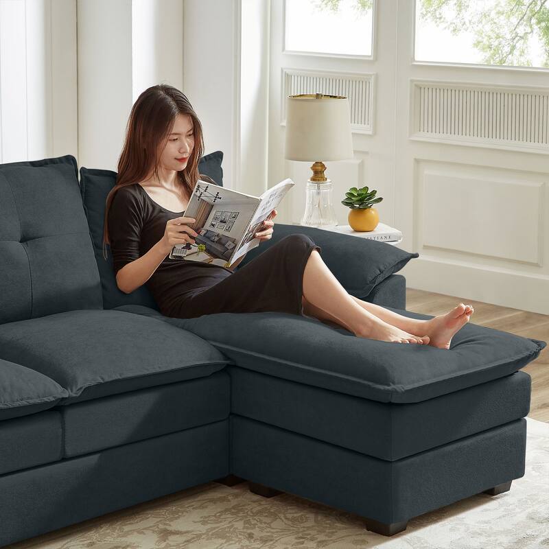 L-Shaped Sectional Sofa with Cloud-Like Seats - 82.28 Inches - Perfect for Living Room