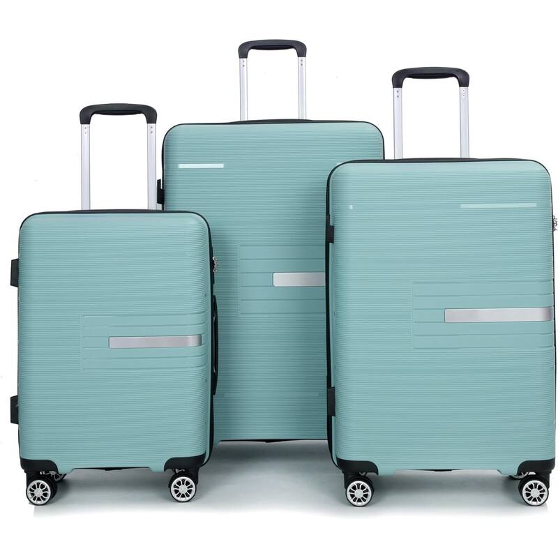 Luggage 3 Piece Set(20"/24"/28"), Hardshell Suitcase With Double Mute Spinner Wheels, Durable Lightweight Suitcase With TSA Lock - Light Green