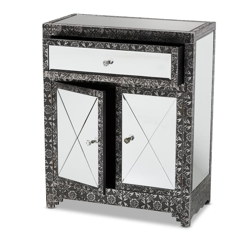 Wycliff Glam Silver Finished Metal & Mirrored Glass Sideboard/ Buffet