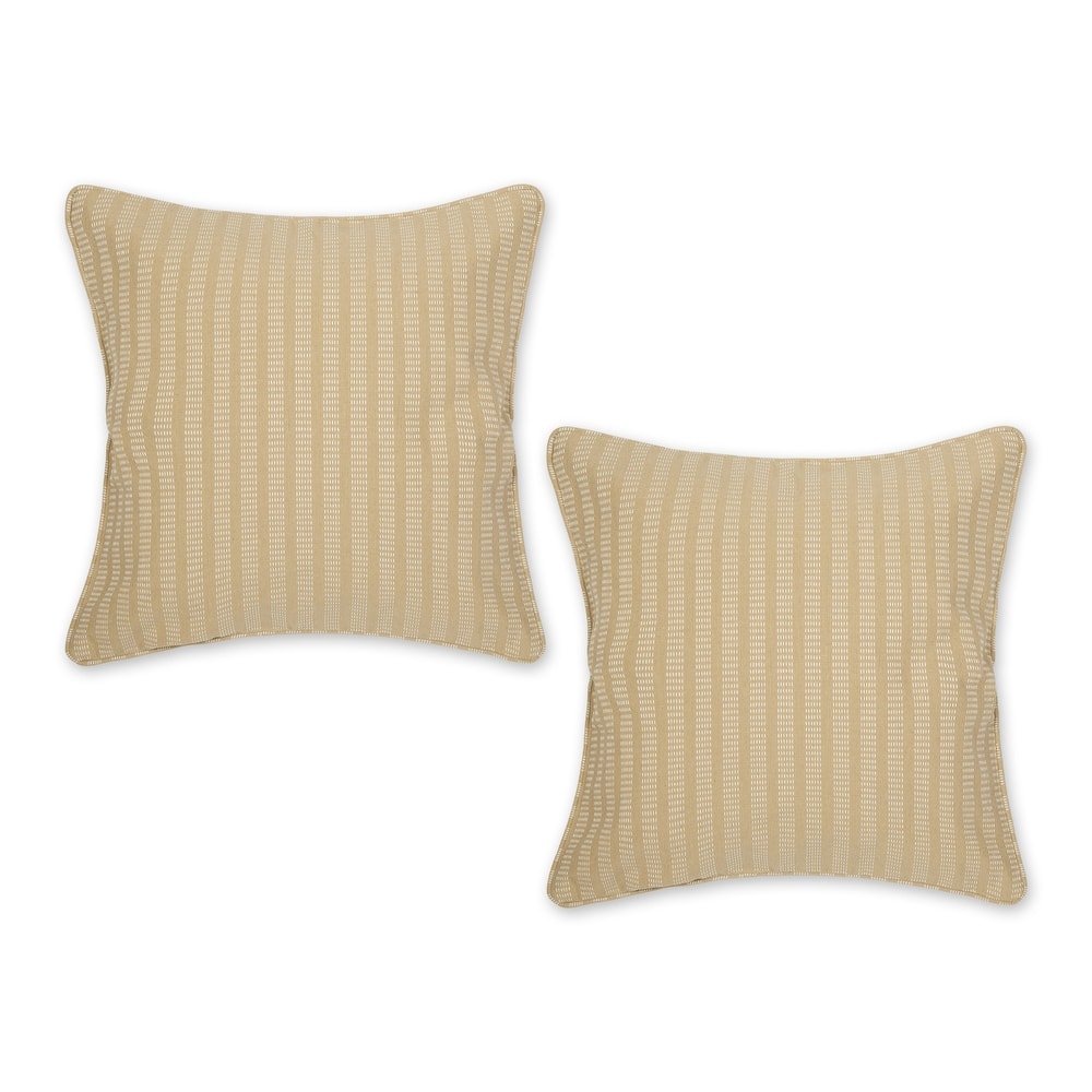 Off-White Dobby Stripes Recycled Cotton Pillow Cover 18x18 (Set of 2)