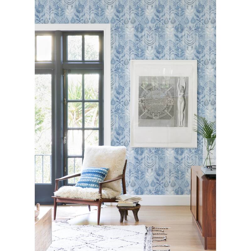 A-Street Prints Pavord Blue Floral Shibori Wallpaper
