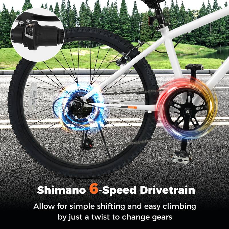 Metal Plastic Kids Mountain Bike with 6-Speed Shimano and Front Suspension