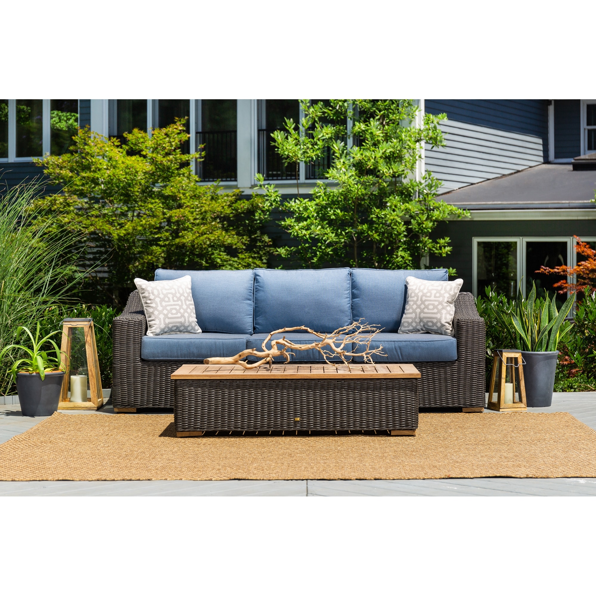 Shop Black Friday Deals On La Z Boy New Boston Grey Sofa And Coffee Table Set With Sunbrella Spectrum Denim Fabric Overstock 32308746