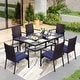 preview thumbnail 30 of 69, MAISON ARTS 7/8 Pieces Outdoor Patio Dining Set, 6 PE Rattan Chairs with Cushions and 1 Rectangle Metal Table Brown