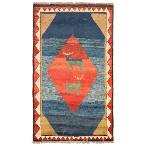 ECARPETGALLERY Hand-knotted Kashkuli Gabbeh Blue Wool Rug - 3'6 x 5'9