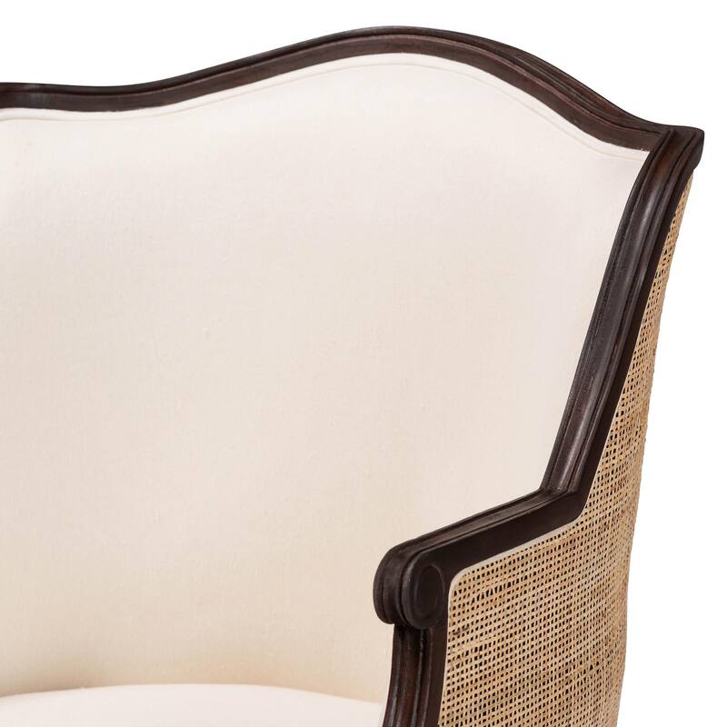 bali & pari Ornella Traditional French Beige Fabric and Dark Brown Finished Wood Accent Chair