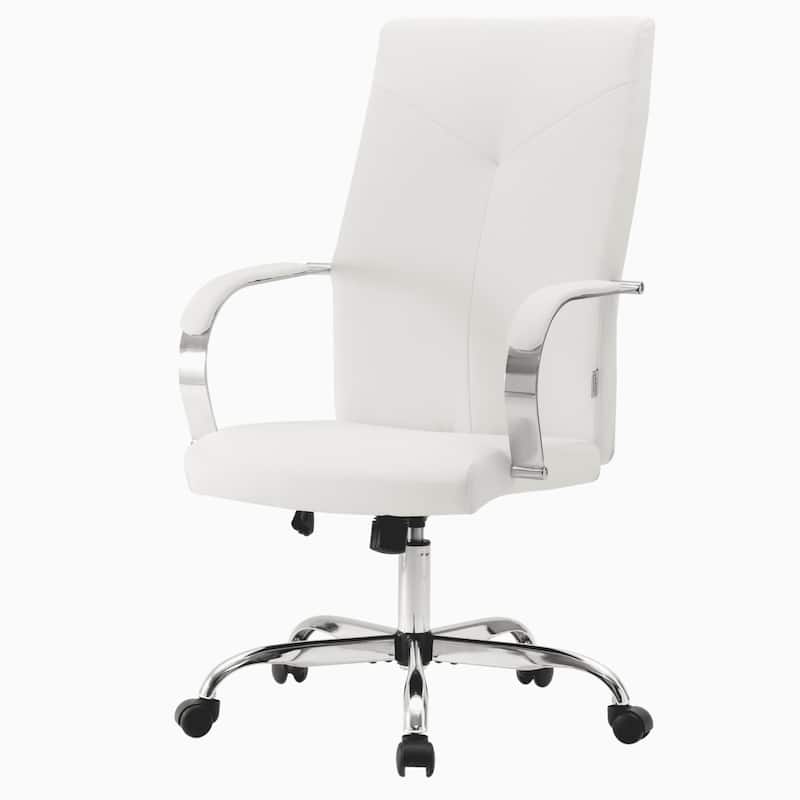 Sonora Ergonomic High Back Leather Office Chair with Lumbar Support, Adjustable Height, Tilt Lock, Chrome Frame & Swivel Casters