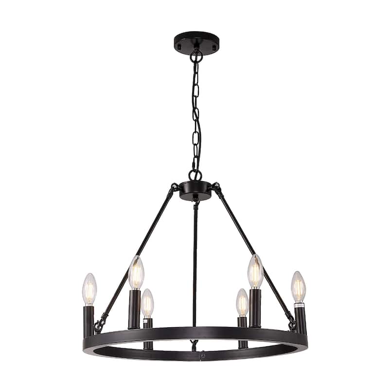 6/12-Light Wagon Wheel Farmhouse Chandelier