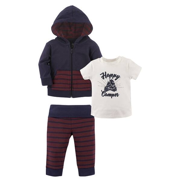 slide 1 of 1, Yoga Sprout Toddler Boy Cotton Hoodie, Tee Top, and Pant, Happy Camper Toddler 2T - Happy Camper Toddler
