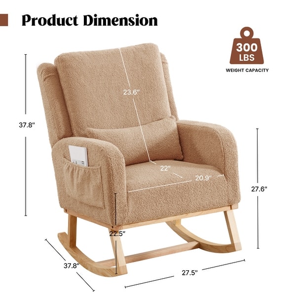 dimension image slide 6 of 8, HOMYKA 27.5" Wide Rocking Chair for Nursery