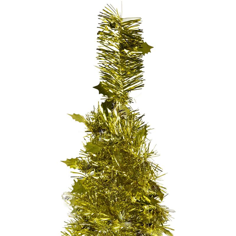 Tinsel Pop-Up Artificial Christmas Tree - 6' - Gold - Unlit - 6 Foot
