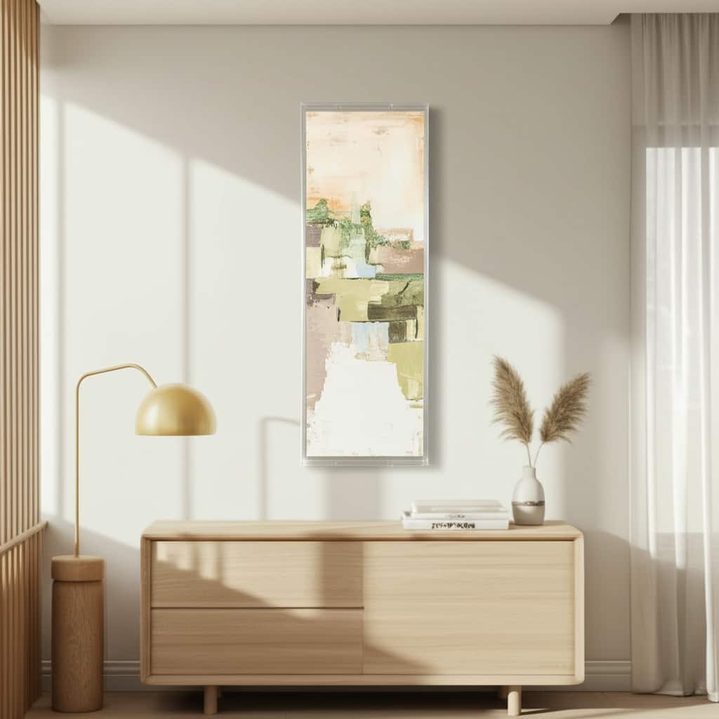 Canvas Wall Art Wood Frame Abstract Neutral Modern Finish - 60" Multi