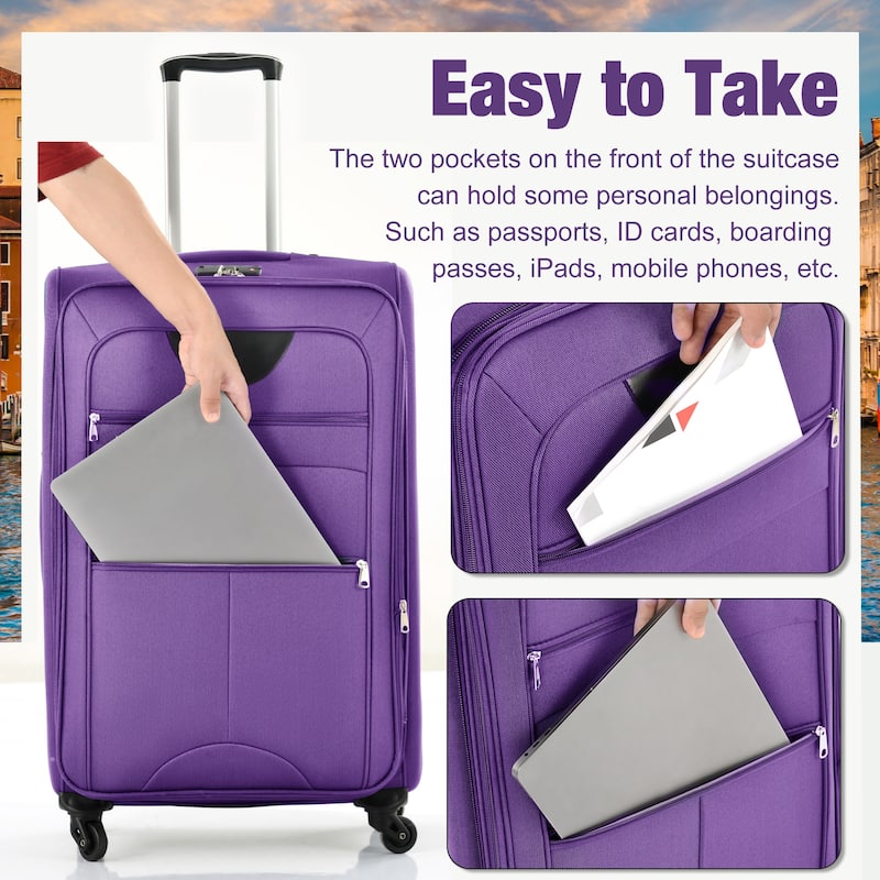 Softside Luggage Expandable 3 Piece Set Suitcase with Duffel Bag, Lightweight Luggage Travel Set-22IN 26IN 30 IN