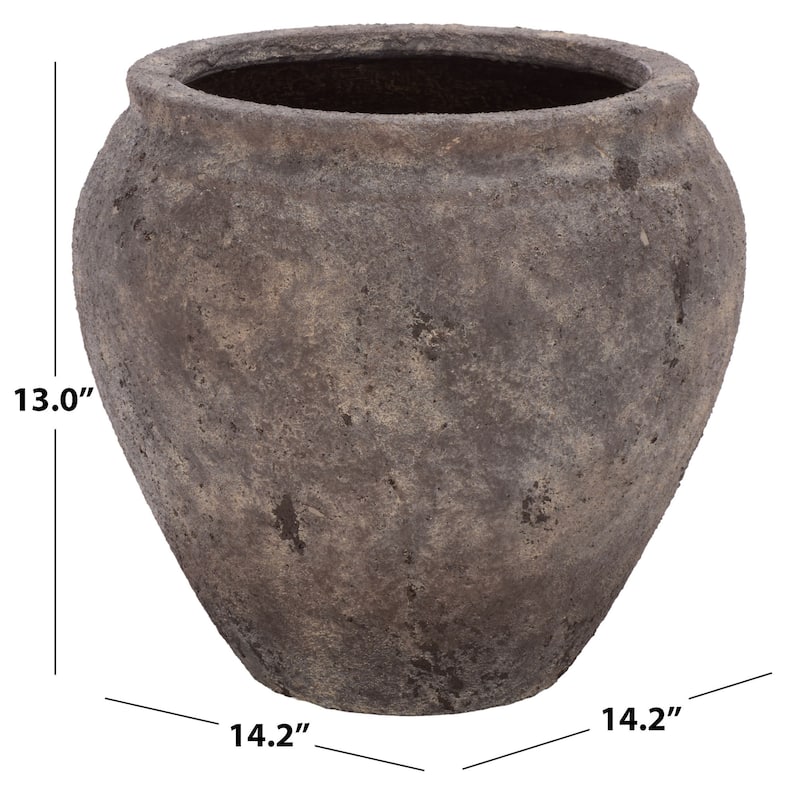 SAFAVIEH Outdoor Patio Furniture Ramsey Planter Pot with Drainage - 14"W x 14"D x 13"H