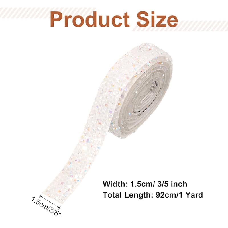 Crystal Rhinestone Sticker Ribbon - White - 3/5 Inch