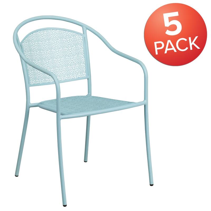 5 Pack Indoor-Outdoor Steel Patio Arm Chair with Round Back