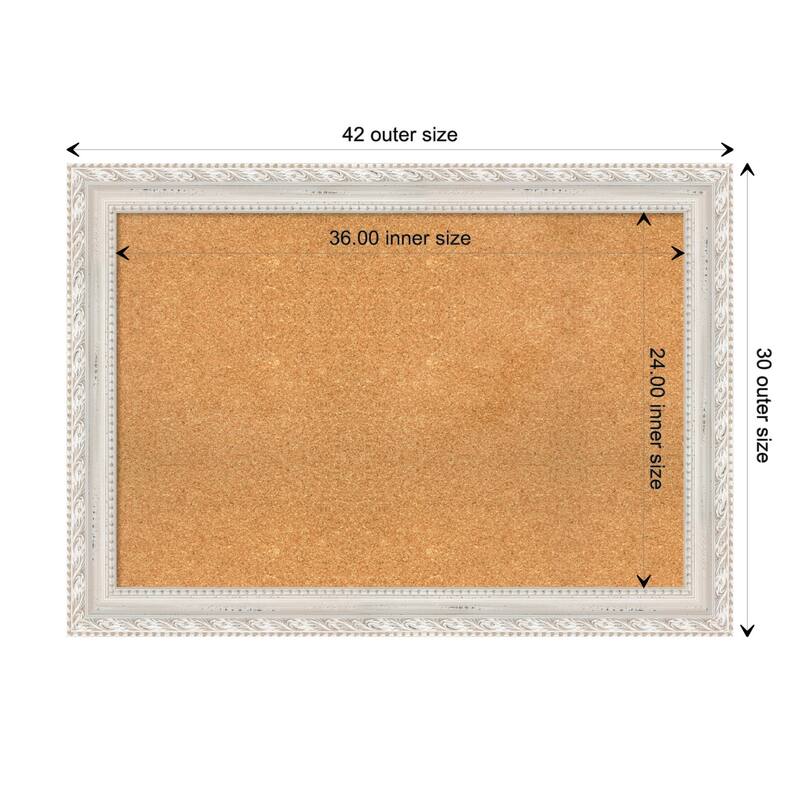 Opera Off White Wood Framed Natural Corkboard Bulletin Board - Board Size 36x24