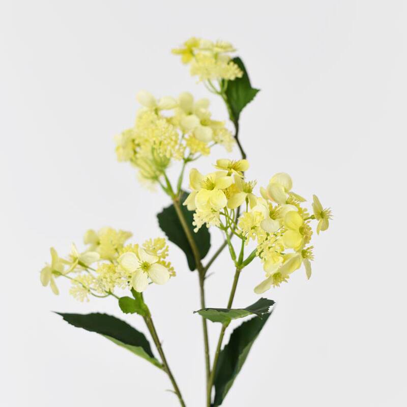 Yellow Silk Decorative Artificial Hydrangea(Pack of 1 Branch)