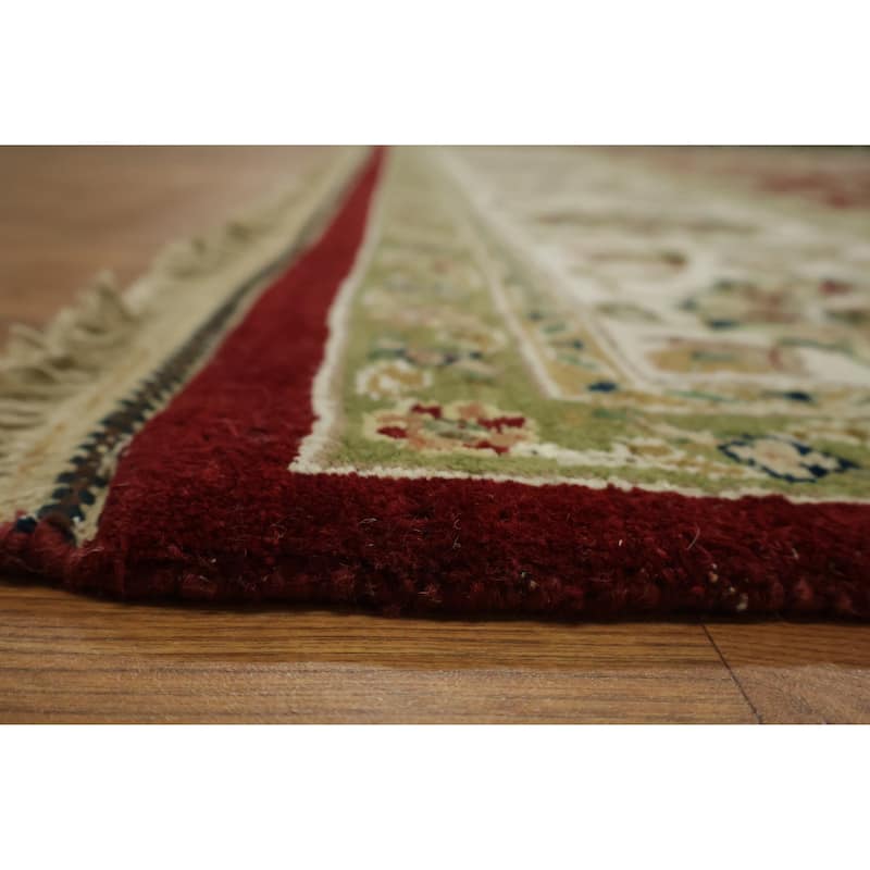 Hand Knotted Oriental 100% Wool Carpet Traditional All-Over Red Agra Area Rug - 12' 0'' X 9' 0''