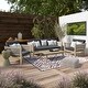 preview thumbnail 9 of 8, WyndenHall Luna Contemporary 4 Piece Outdoor Conversation Set in Slate Grey Polyester Fabric