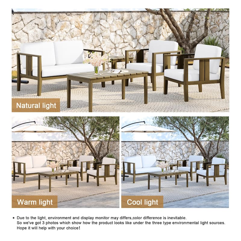 5-Piece Teak Wood Outdoor Conversation Set