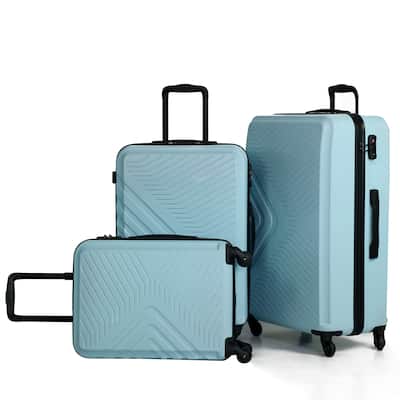 3 Piece Luggage Sets ABS Lightweight Suitcase with Two Hooks, Spinner Wheels, TSA Lock, (20/24/28)