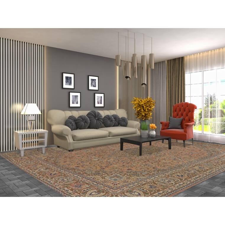 Floral Mashad Vintage Persian Rug Handmade Traditional Wool Carpet - 9'7" x 12'8"