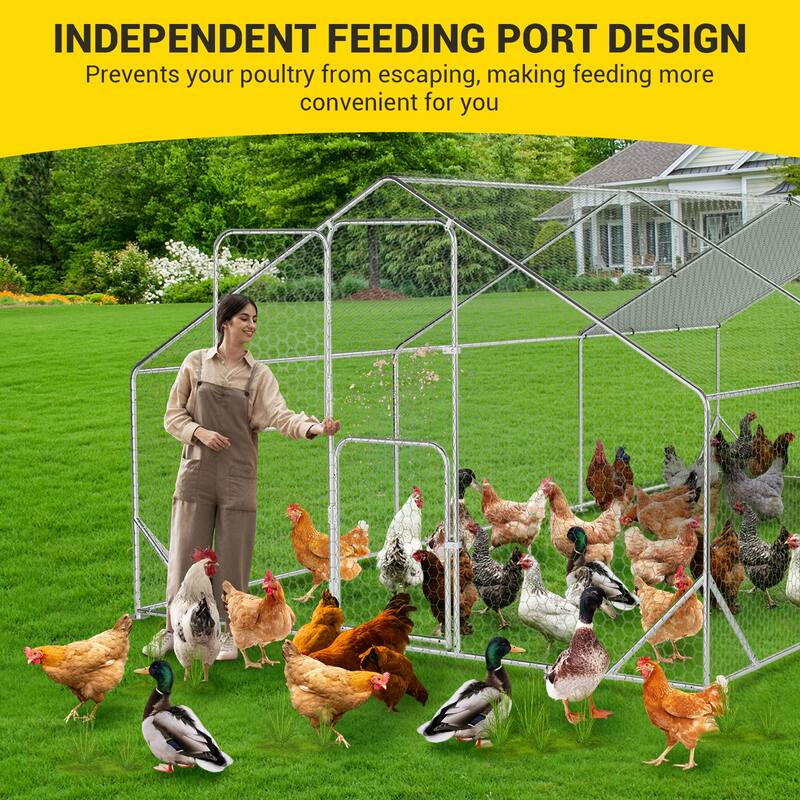 Large Metal Chicken Coop with Waterproof Cover
