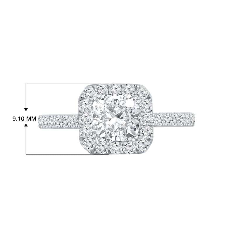 Auriya 14k Gold 1 1/4ctw Cushion-cut Halo Diamond Engagement Ring Certified (H-I, I1-I2)