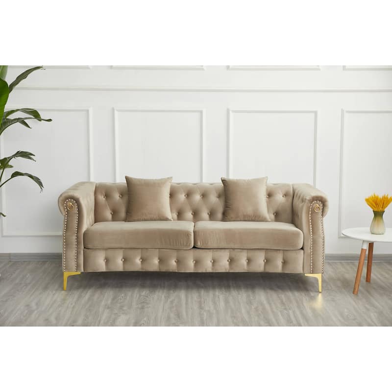 35"D x 85"W x 30.3"H Velvet Chesterfield Button-tufted Sofa