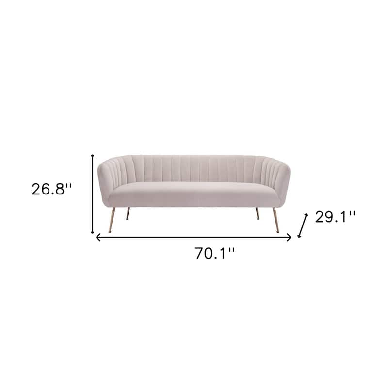 HomeRoots 70" Beige Velvet Sofa With Gold Legs