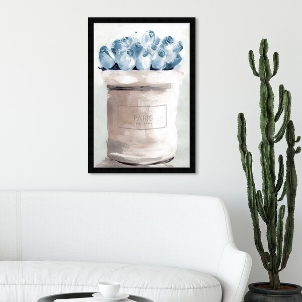 Oliver Gal 'Blue Flowers From Paris' Fashion and Glam Framed Wall