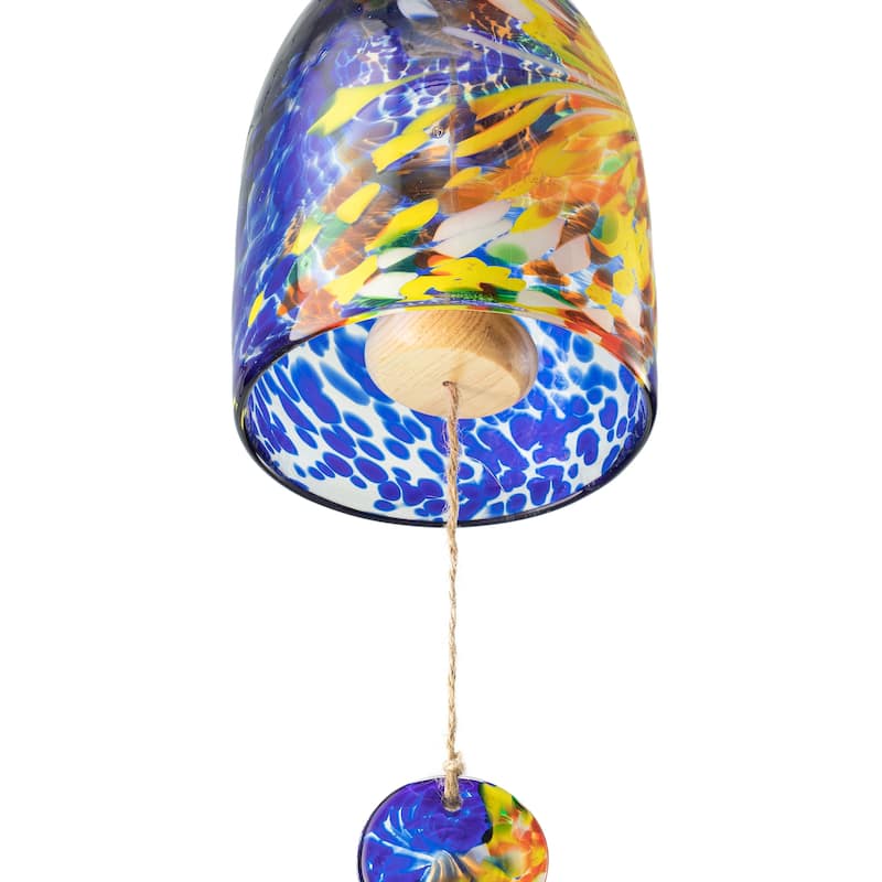 Glitzhome 26"H Glass Twist Glaze Windchime - 32''H