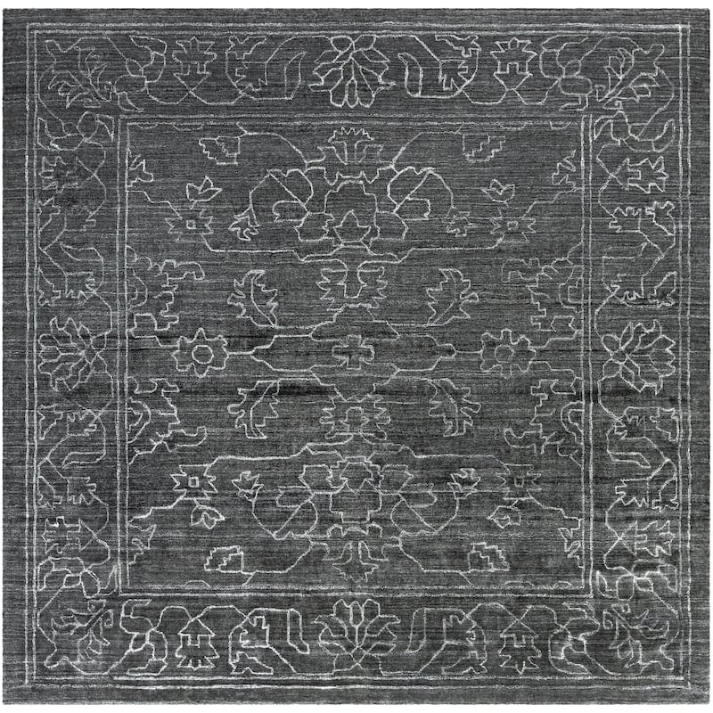 Surya Dove Hand-loomed Viscose Area Rug - 8' Square - Charcoal