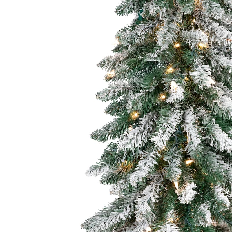 Pre-Lit Pencil Flocked Alpine Artificial Christmas Tree - 6' - Clear Lights - 6 Foot