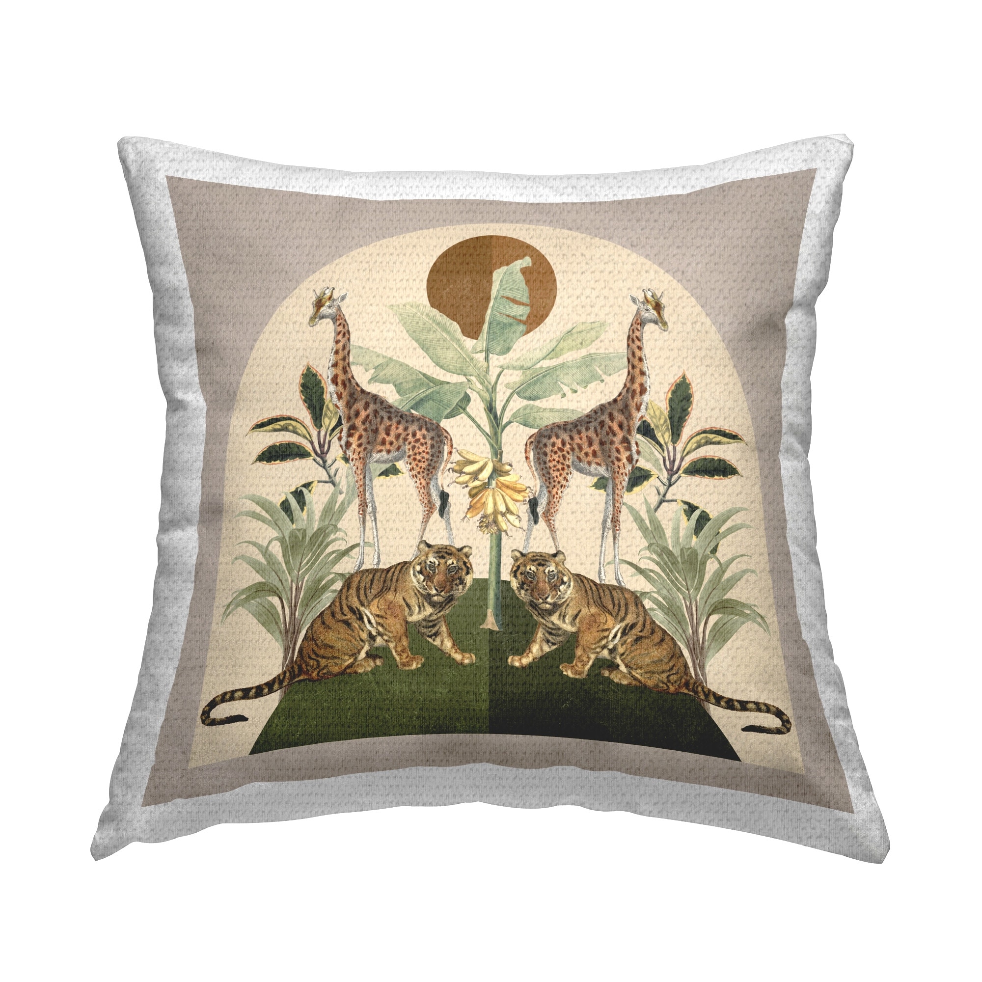 Stupell Jungle Animals Motif Printed Outdoor Throw Pillow Design by Victoria Barnes