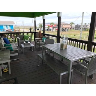 Cape Coral Outdoor Aluminum Picnic Set with Faux Wood Top by Christopher Knight Home